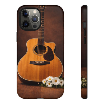 Acoustic Guitar Daisy Phone Case | Rustic Music Lover Tough Cover