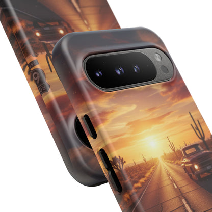 Route 66 Sunset Desert Highway Phone Case – Road Trip Travel Aesthetic Tough Case