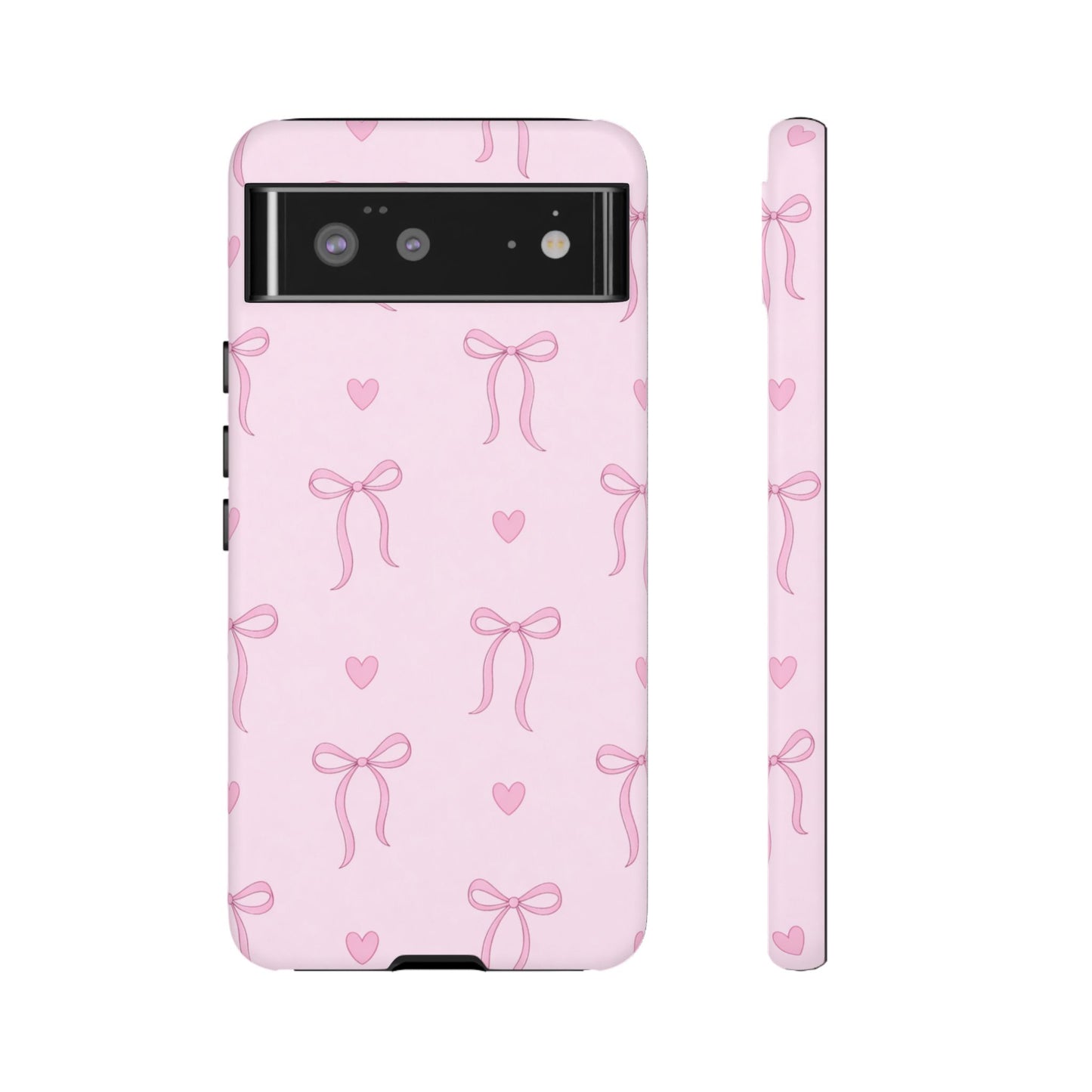 Pink Bow Heart Aesthetic Phone Case – Coquette Cute Tough Cover