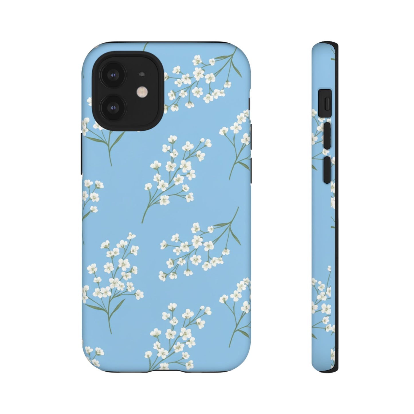 Baby’s Breath Floral Phone Case | Minimal Blue Flower Tough Case