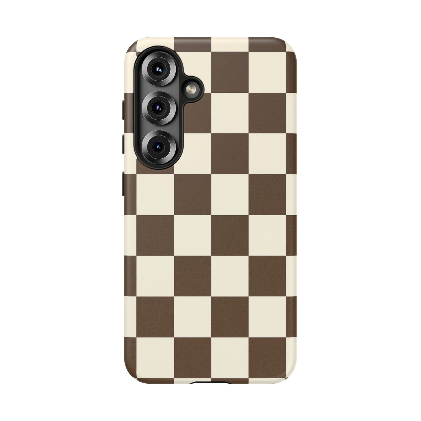 Mocha Checkerboard Phone Case | Neutral Aesthetic Tough Case