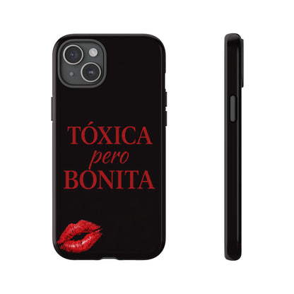 Toxica Pero Bonita Phone Case, Latina Quote Case, Red Lips Aesthetic, Spanish Saying Case, Trendy Tough Cover