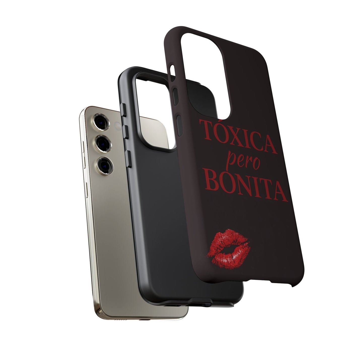 Toxica Pero Bonita Phone Case, Latina Quote Case, Red Lips Aesthetic, Spanish Saying Case, Trendy Tough Cover