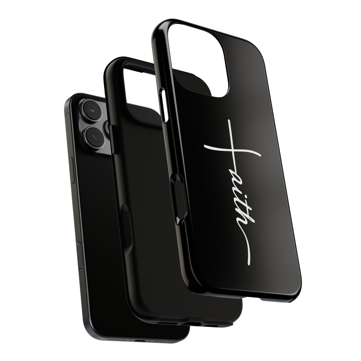 Faith Cross Phone Case, Christian Aesthetic Minimalist Black Matte Case, Religious Gift iPhone Samsung Cover