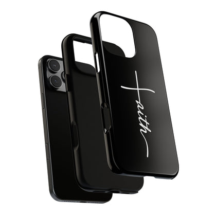 Faith Cross Phone Case, Christian Aesthetic Minimalist Black Matte Case, Religious Gift iPhone Samsung Cover
