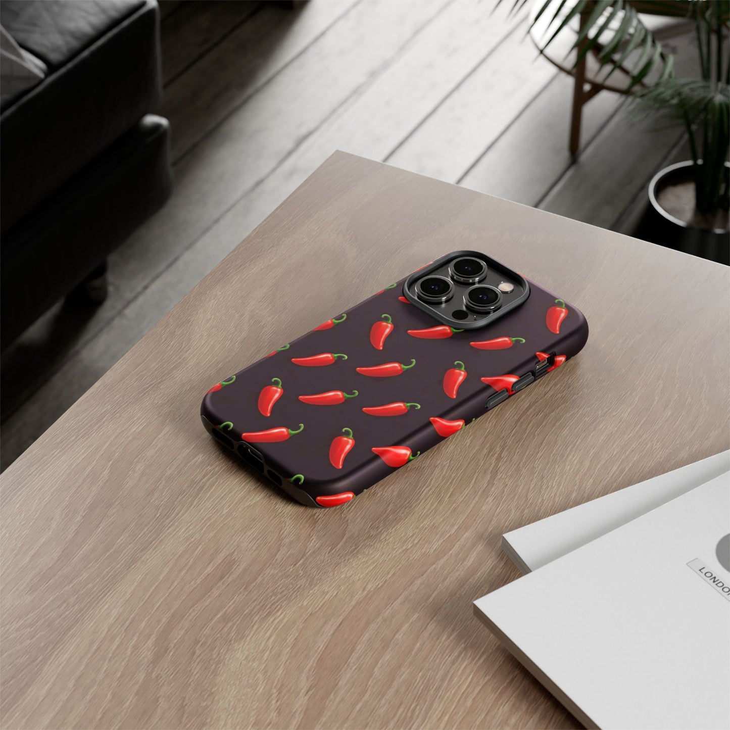 Spicy Chili Pepper Phone Case – Black Cute Hot Pepper Tough Cover for Iphone, Samsung Galaxy and Pixel
