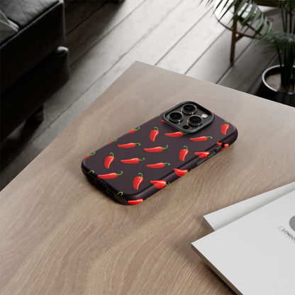 Spicy Chili Pepper Phone Case – Black Cute Hot Pepper Tough Cover for Iphone, Samsung Galaxy and Pixel
