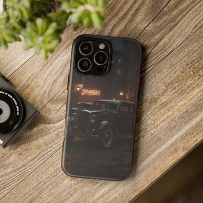 Vintage Classic Car Phone Case | Retro Noir Aesthetic | 1930s Street Scene Tough Case for iPhone & Samsung