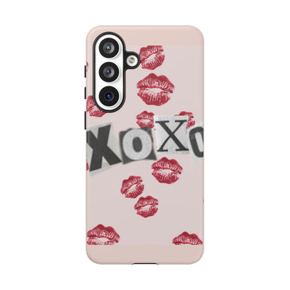 XOXO Kiss Print Phone Case | Coquette Valentine Aesthetic | Cute Pink Lipstick Kiss Tough Case for iPhone & Samsung