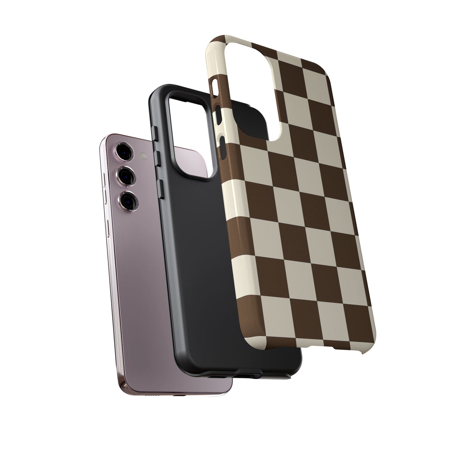 Mocha Checkerboard Phone Case | Neutral Aesthetic Tough Case