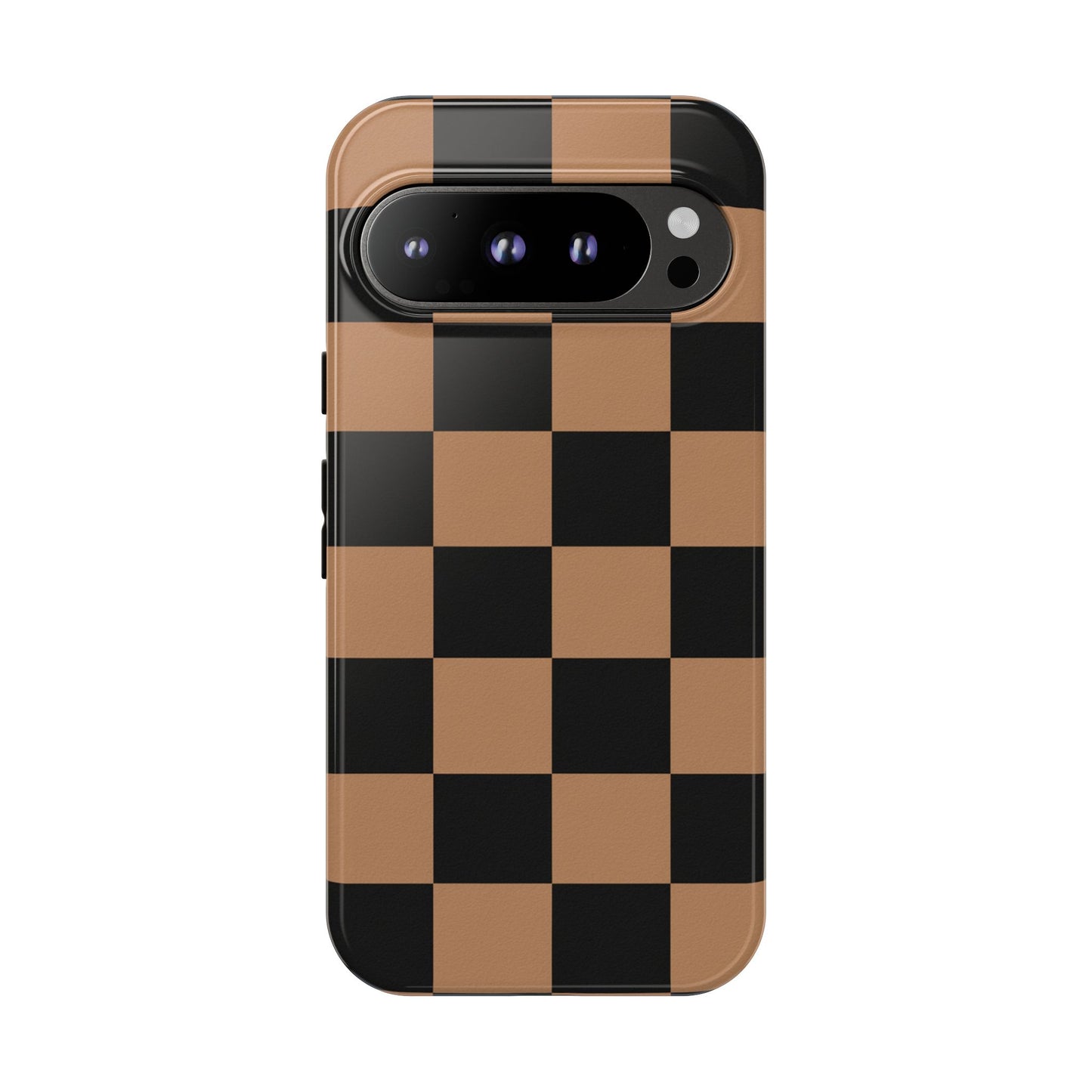 Brown Checkered Phone Case | Aesthetic Checkerboard iPhone & Samsung Tough Case
