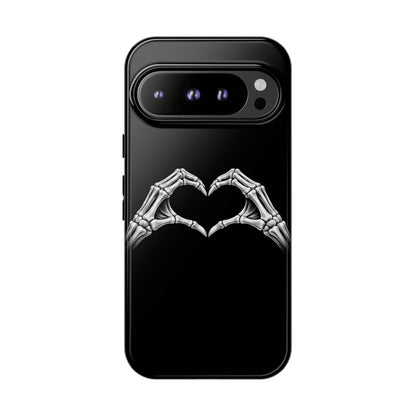 Skeleton Hands Heart Phone Case | Gothic Black Protective Cover