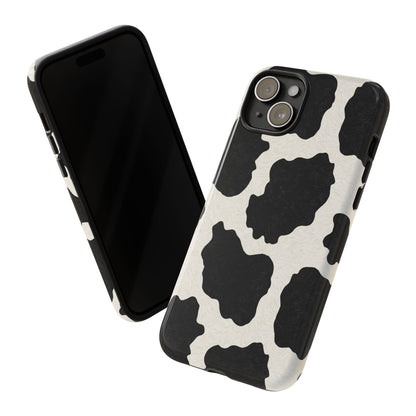 Black & White Cow Print Phone Case | Western Aesthetic iPhone & Samsung Tough Case