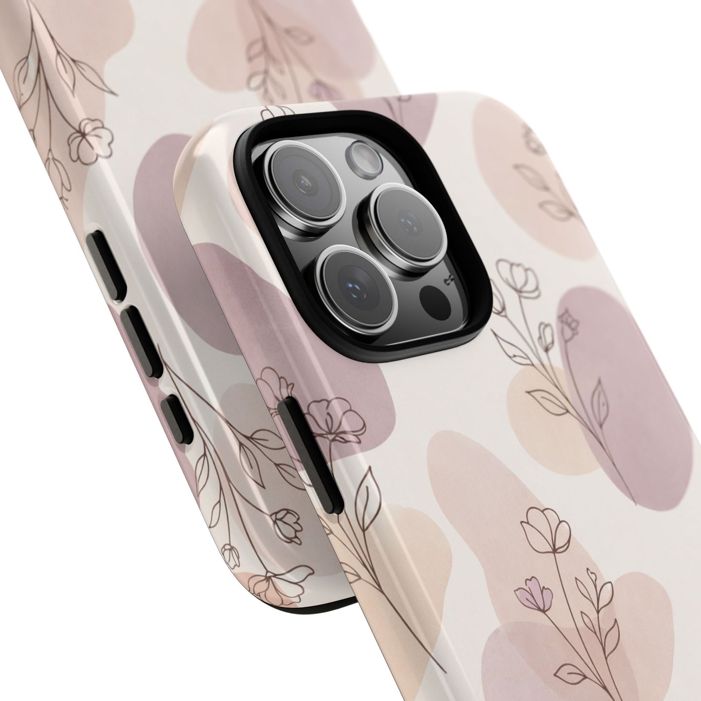 Blush Floral Phone Case Neutral Botanical Watercolor Tough Cover