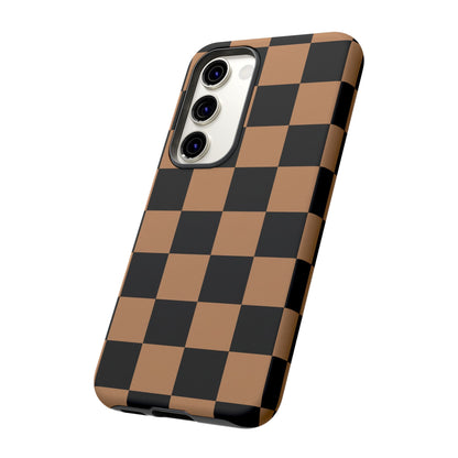 Brown Checkerboard Phone Case | Aesthetic Tough Protective Case