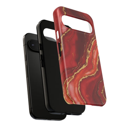 Red Agate Marble Phone Case – Gold Vein Luxury Stone Tough Case (iPhone, Samsung, Pixel)