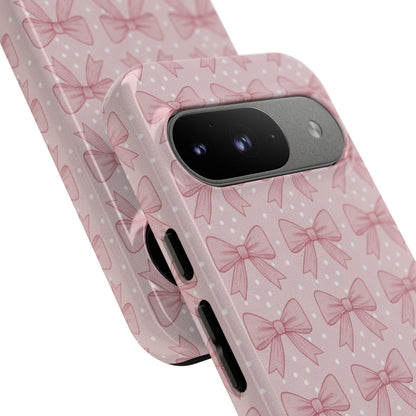 Pink Bow Pattern Phone Case – Soft Coquette Aesthetic Tough Case