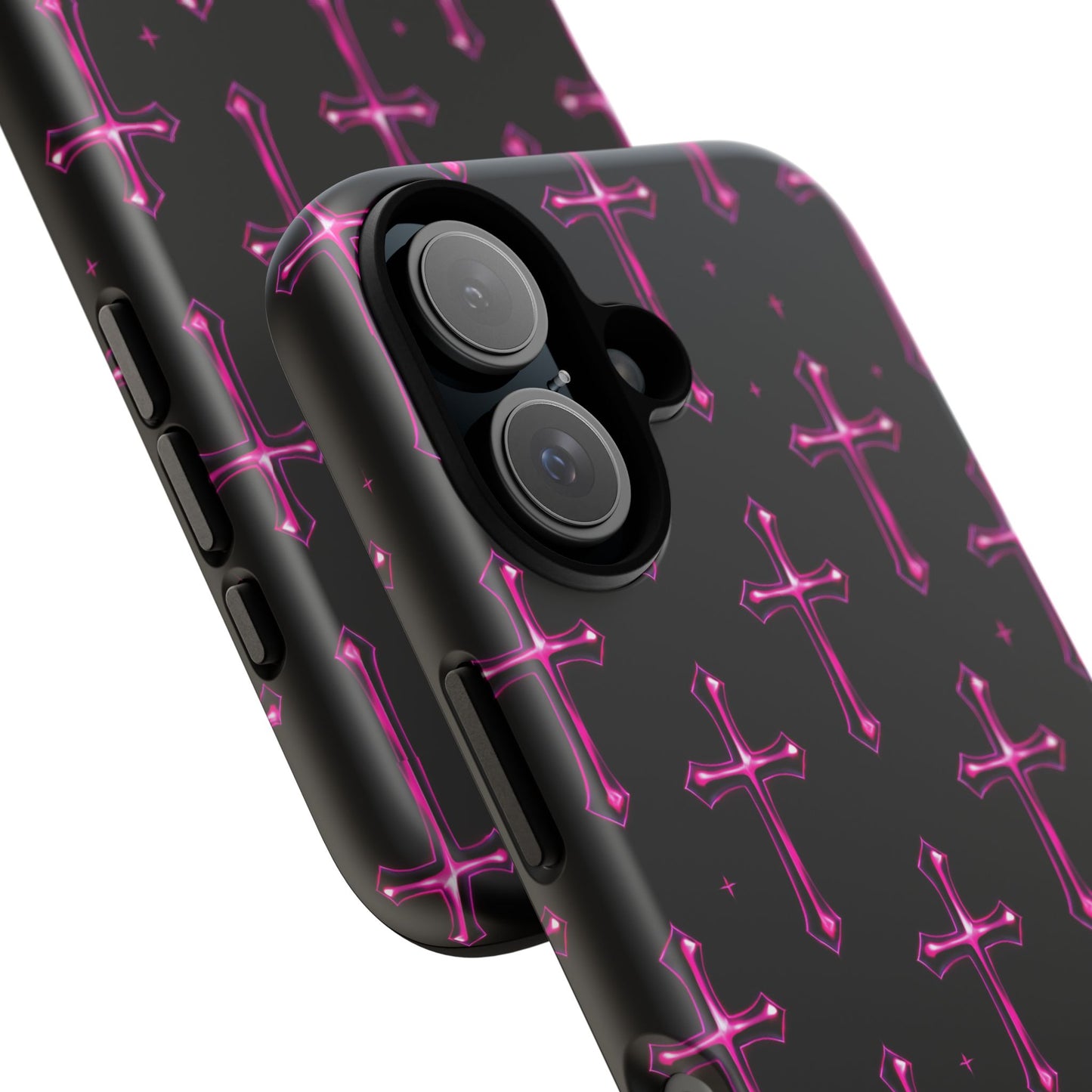 Neon Pink Cross Pattern Phone Case | Tough Protective Case for Iphone, Samsung Galaxy and Pixel