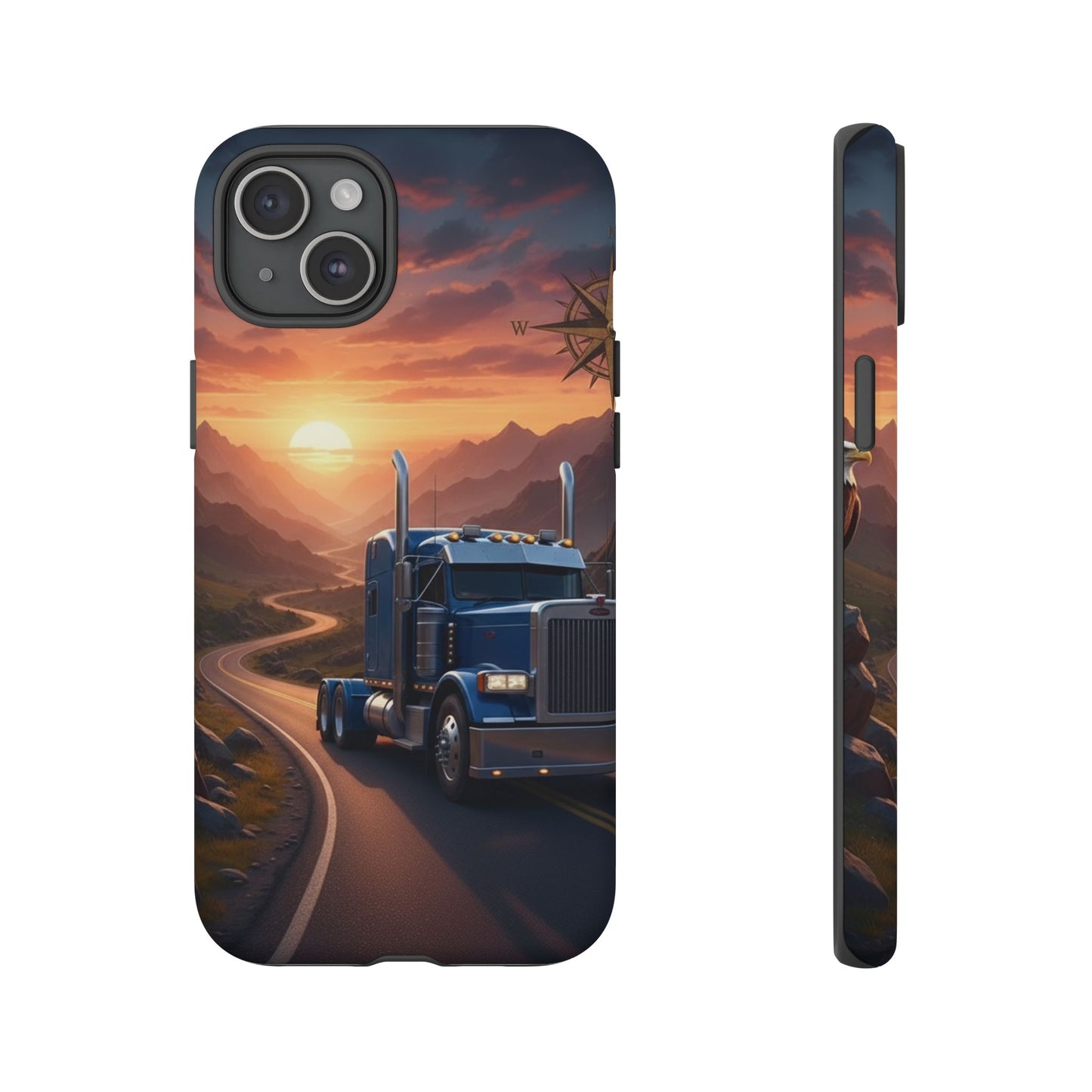 Semi Truck Sunset Phone Case | Trucker Gift | Diesel Truck Highway Road iPhone & Samsung Tough Protective Case