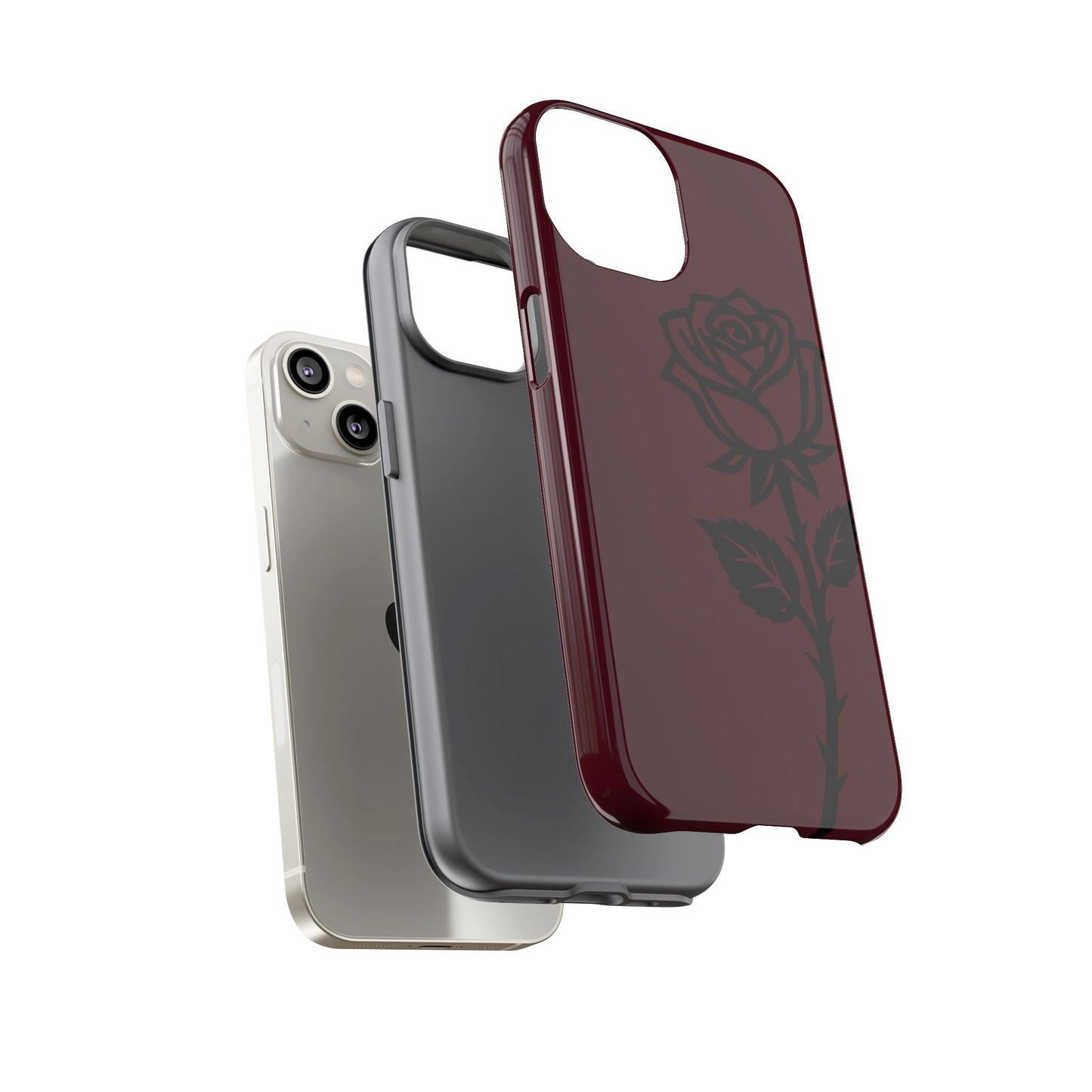 Black Rose Burgundy iPhone Case | Dark Aesthetic Shockproof Protective Cover