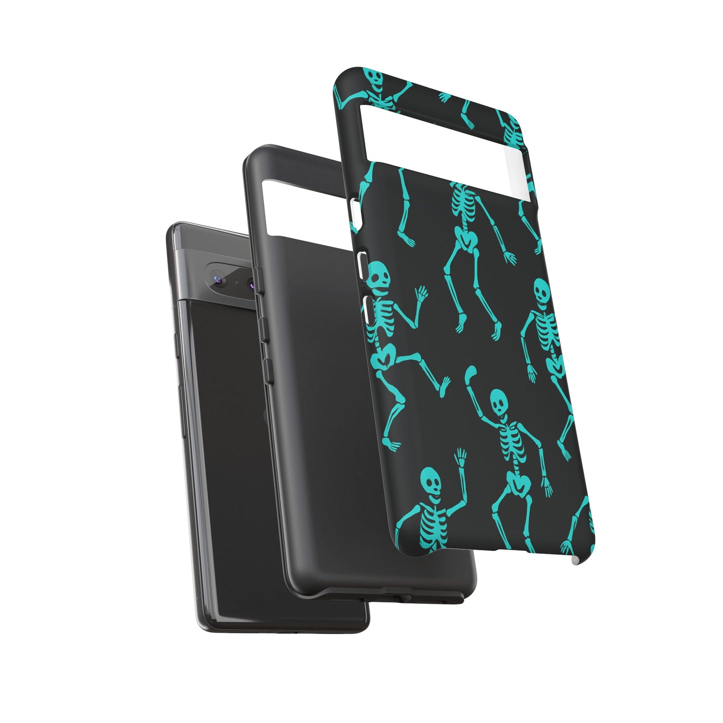 Dancing Teal Skeletons Phone Case | Tough Protective Case for Iphone, Samsung Galaxy and Pixel