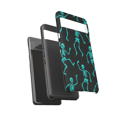Dancing Teal Skeletons Phone Case | Tough Protective Case for Iphone, Samsung Galaxy and Pixel
