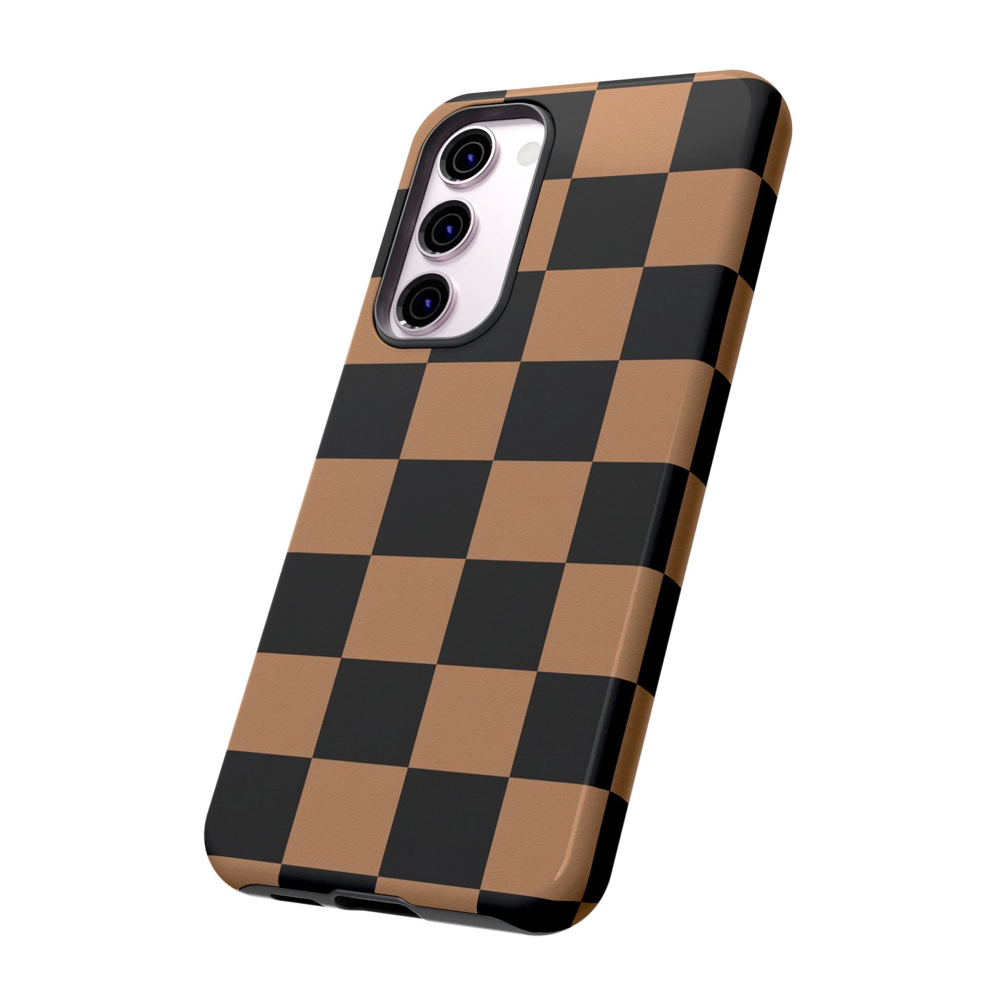 Brown Checkered Phone Case | Aesthetic Checkerboard iPhone & Samsung Tough Case