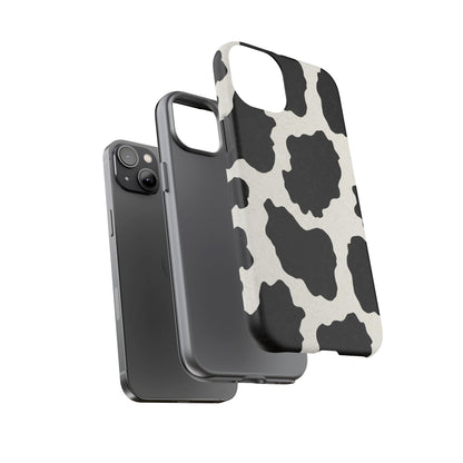 Black & White Cow Print Phone Case | Western Aesthetic iPhone & Samsung Tough Case