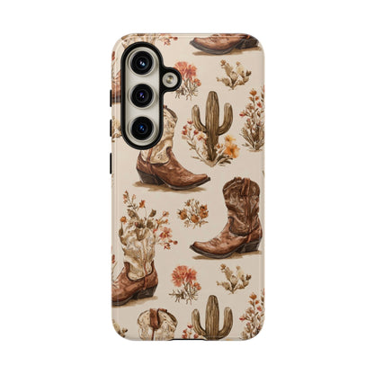 Cowboy Boots Western Phone Case Rustic Cowgirl Cactus Floral iPhone Samsung Pixel