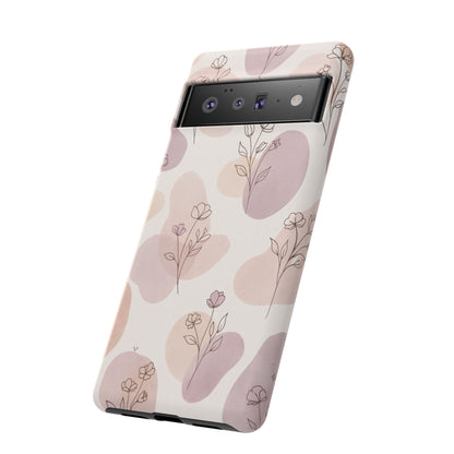 Blush Floral Phone Case Neutral Botanical Watercolor Tough Cover