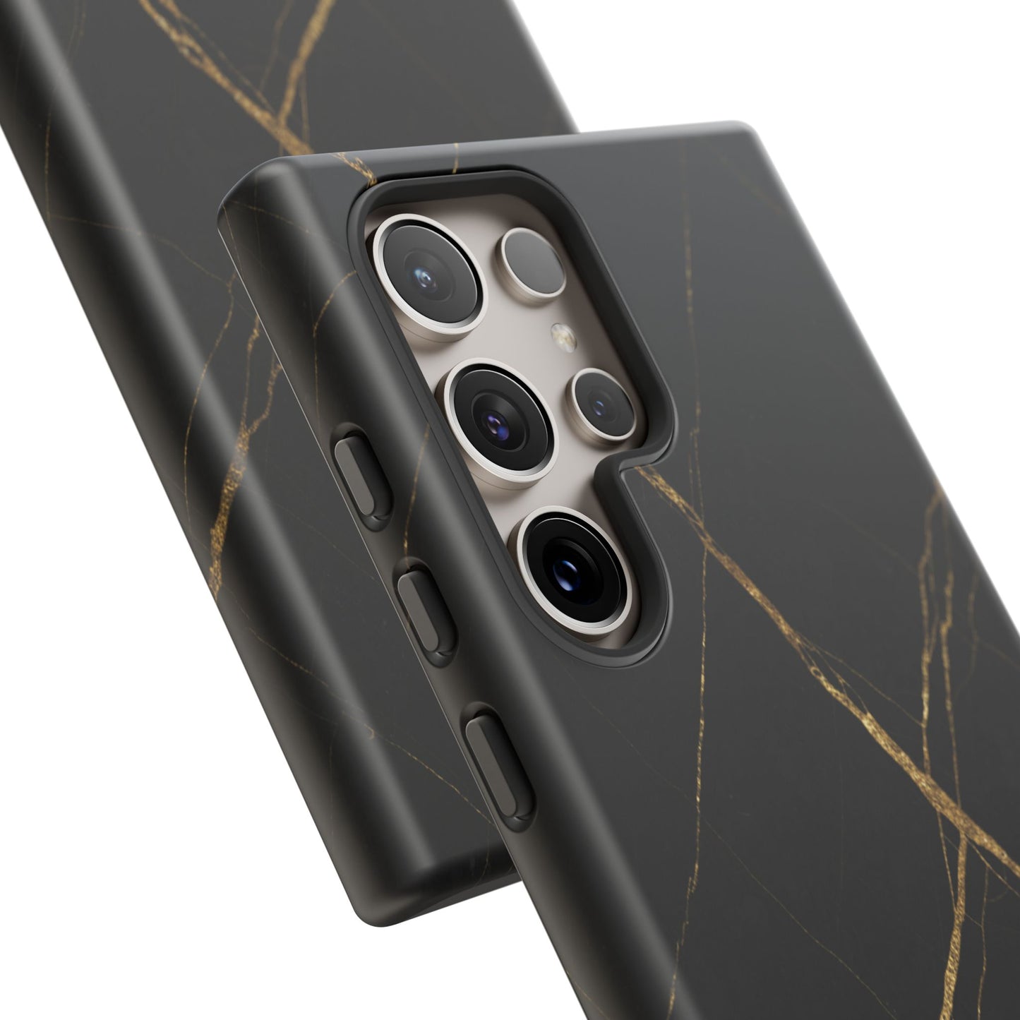 Black Marble Phone Case with Gold Veins – Luxury Minimal Aesthetic Tough Case