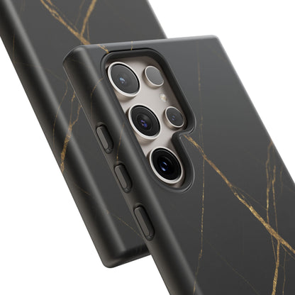 Black Marble Phone Case with Gold Veins – Luxury Minimal Aesthetic Tough Case