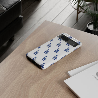 Blue LA Monogram Pattern Phone Case | Minimal Baseball Inspired Tough Cover