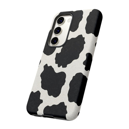 Black & White Cow Print Phone Case | Western Aesthetic iPhone & Samsung Tough Case
