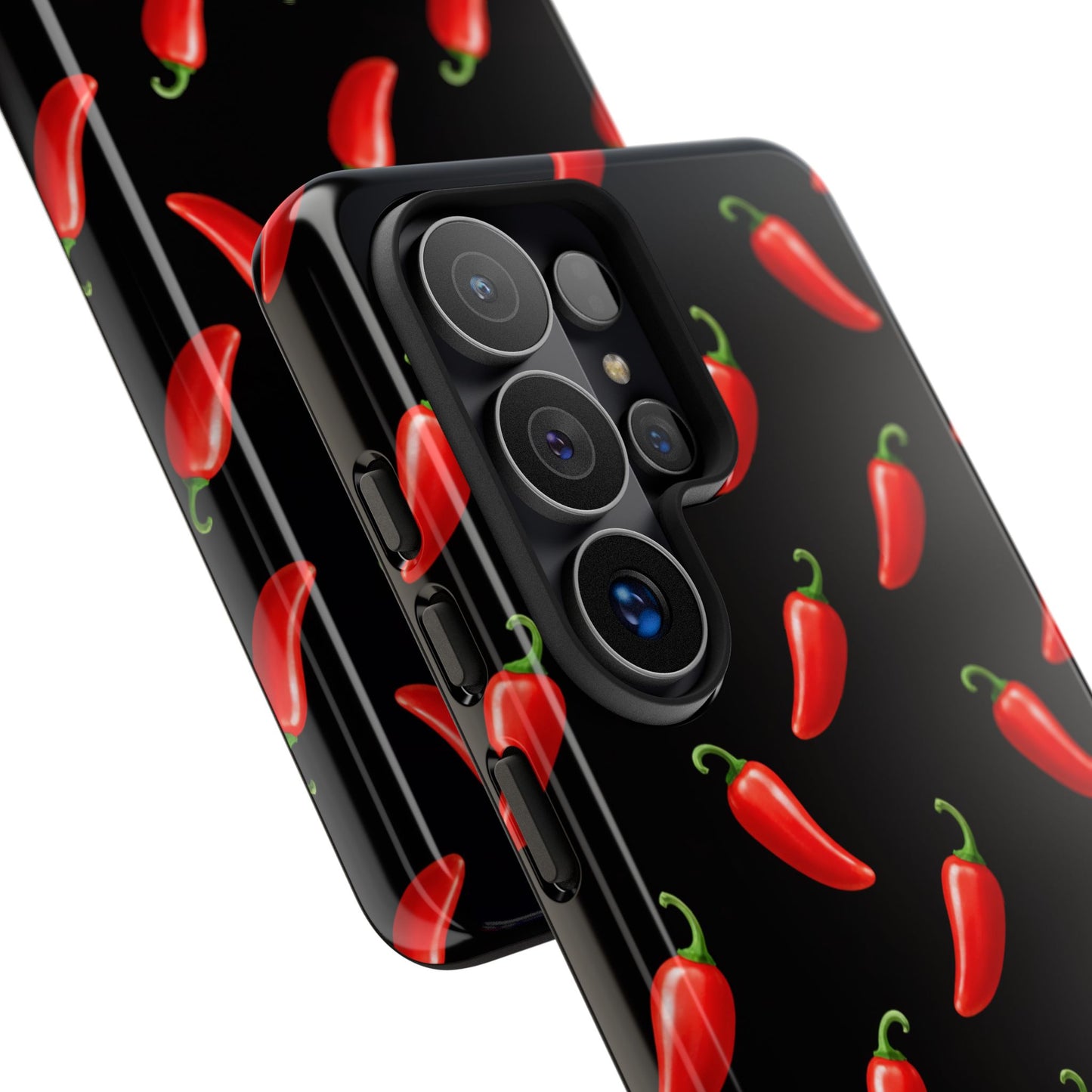 Spicy Chili Pepper Phone Case – Black Cute Hot Pepper Tough Cover for Iphone, Samsung Galaxy and Pixel