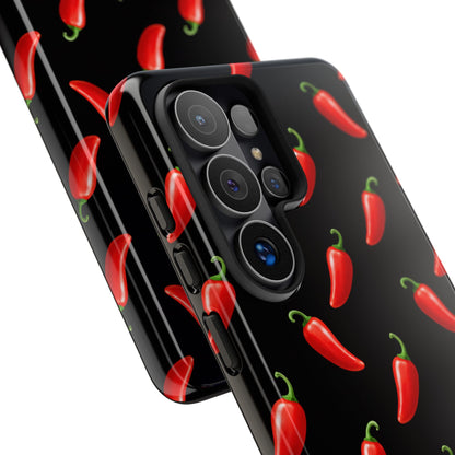 Spicy Chili Pepper Phone Case – Black Cute Hot Pepper Tough Cover for Iphone, Samsung Galaxy and Pixel