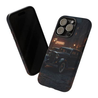 Vintage Classic Car Phone Case | Retro Noir Aesthetic | 1930s Street Scene Tough Case for iPhone & Samsung