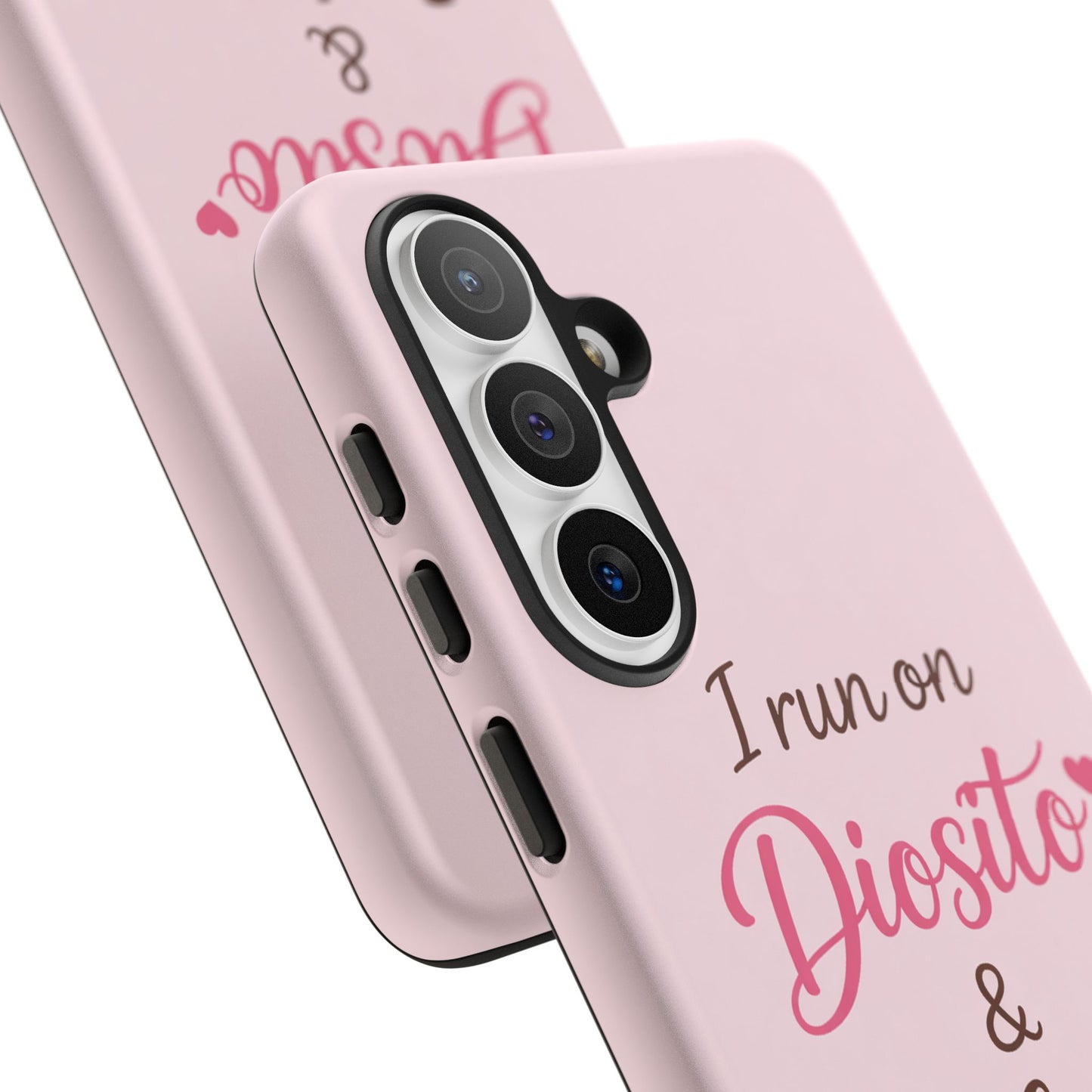 I Run on Diosito y Cafecito Phone Case, Pink Aesthetic Latina Faith Coffee Case, Girly Protective iPhone Samsung Cover