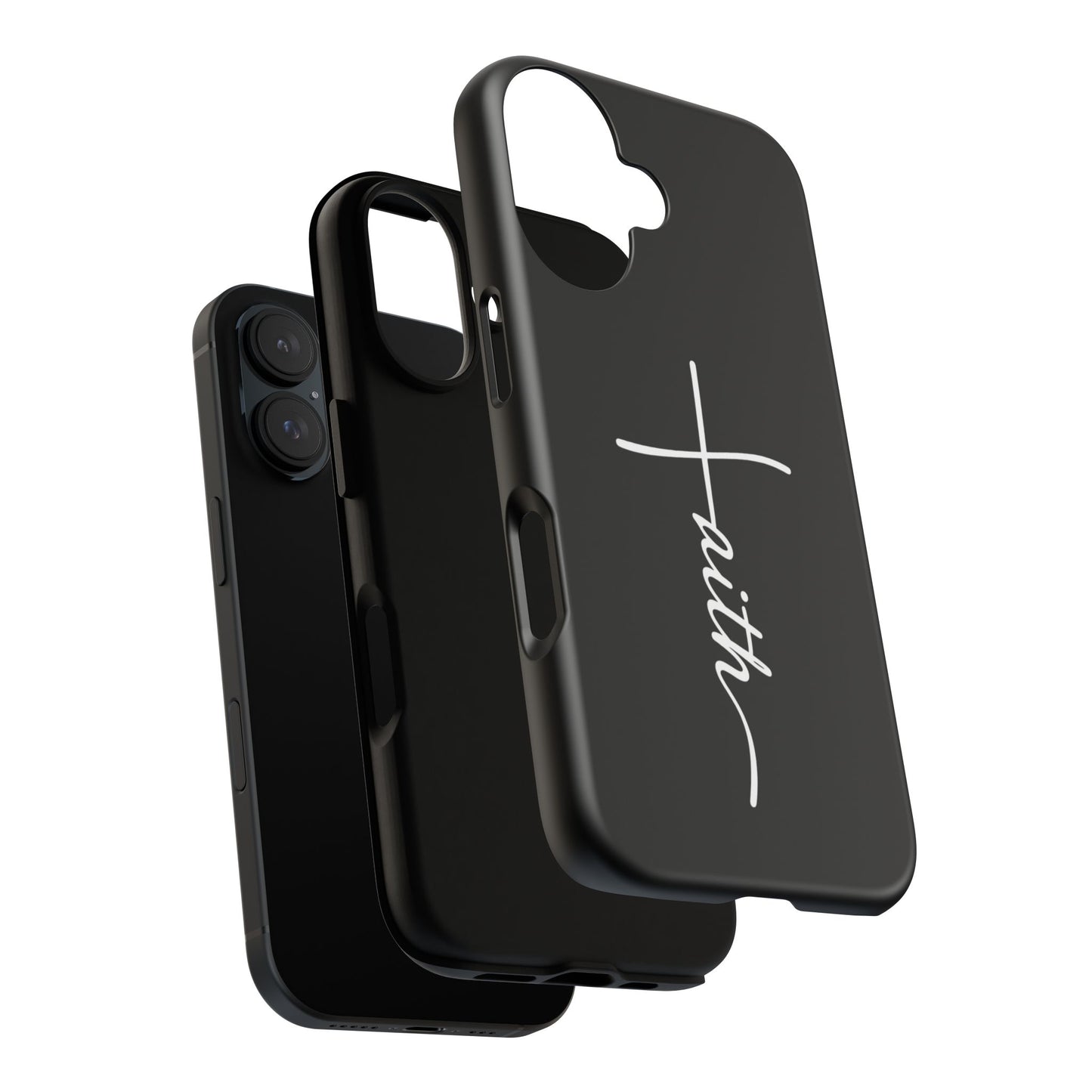 Faith Cross Phone Case, Christian Aesthetic Minimalist Black Matte Case, Religious Gift iPhone Samsung Cover