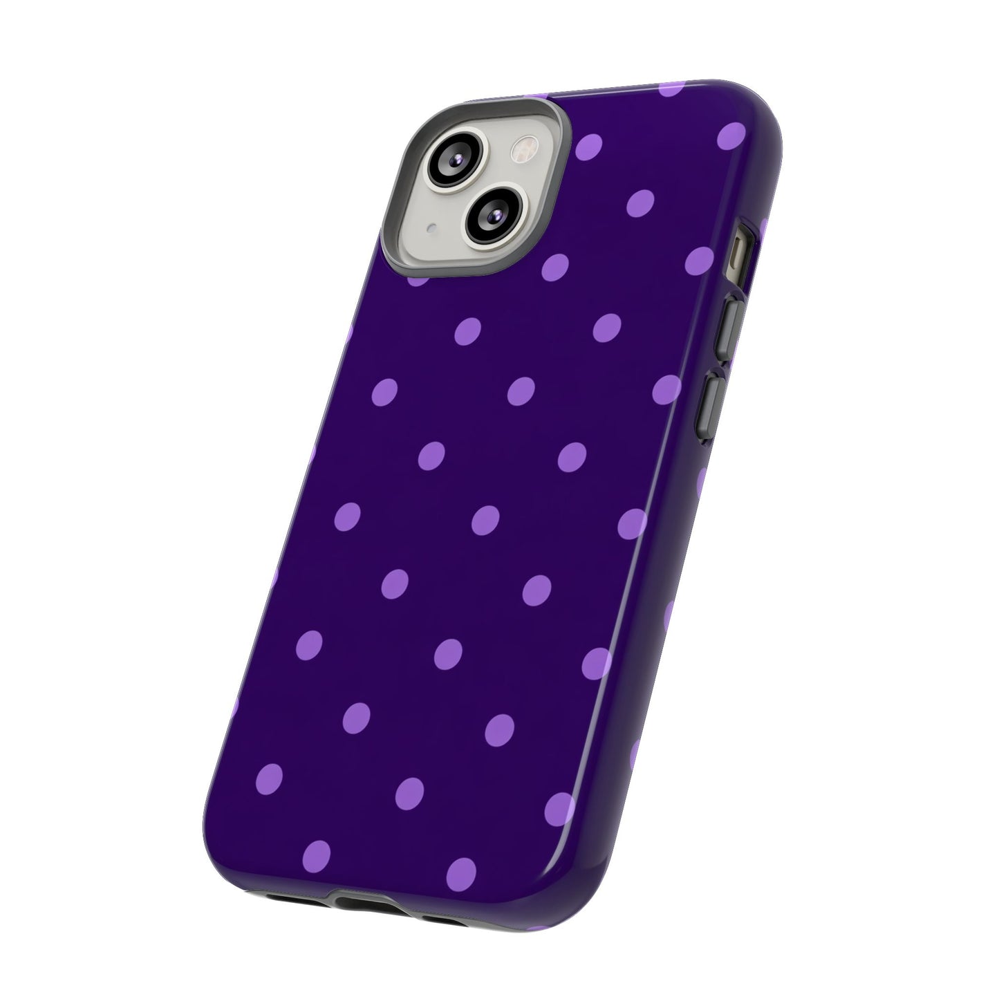 Purple Polka Dot Tough Phone Case – Cute Stylish Durable Protective Cover for Iphone, Samsung Galaxy and Pixel