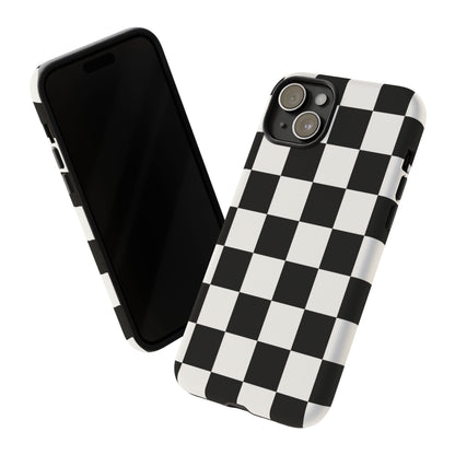 Black & White Checkerboard Phone Case – Classic Aesthetic Tough Protective Case