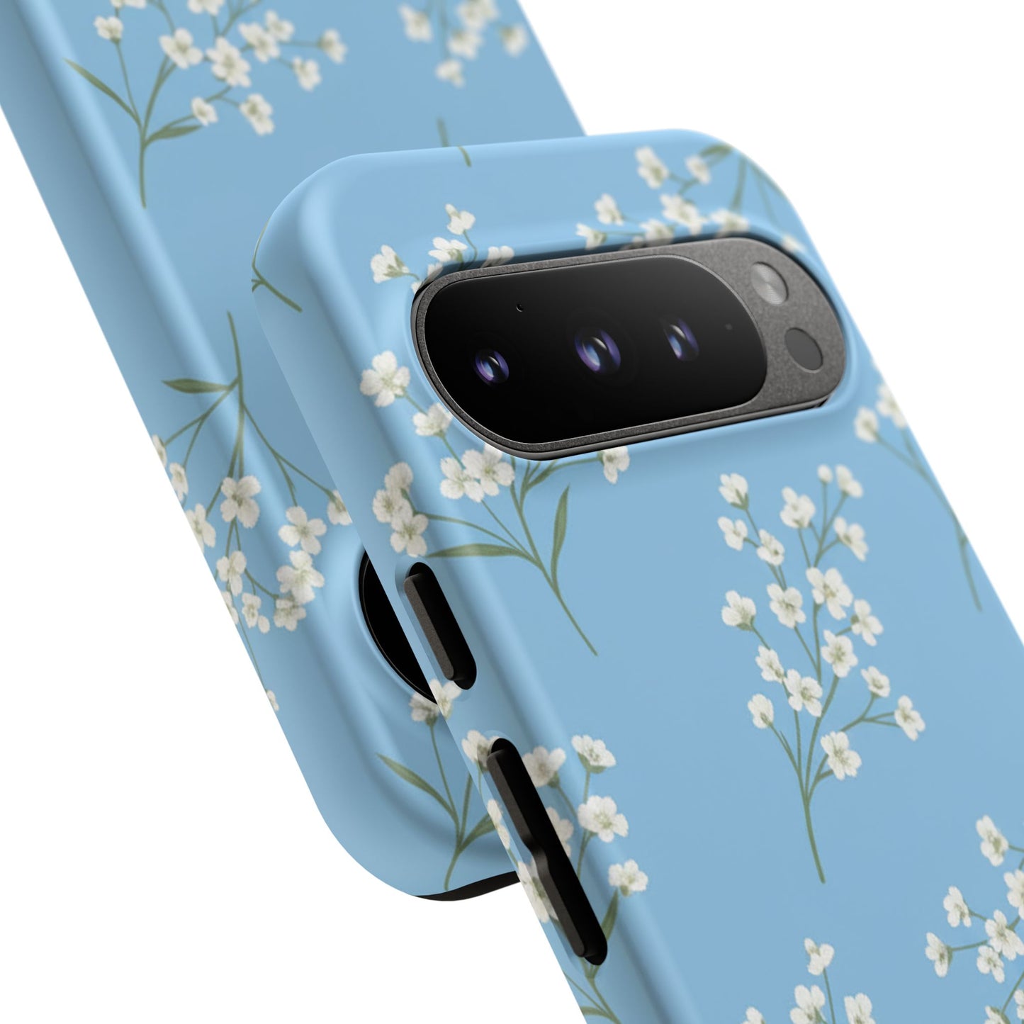 Baby’s Breath Floral Phone Case – Blue Minimal Flower Aesthetic Tough Case