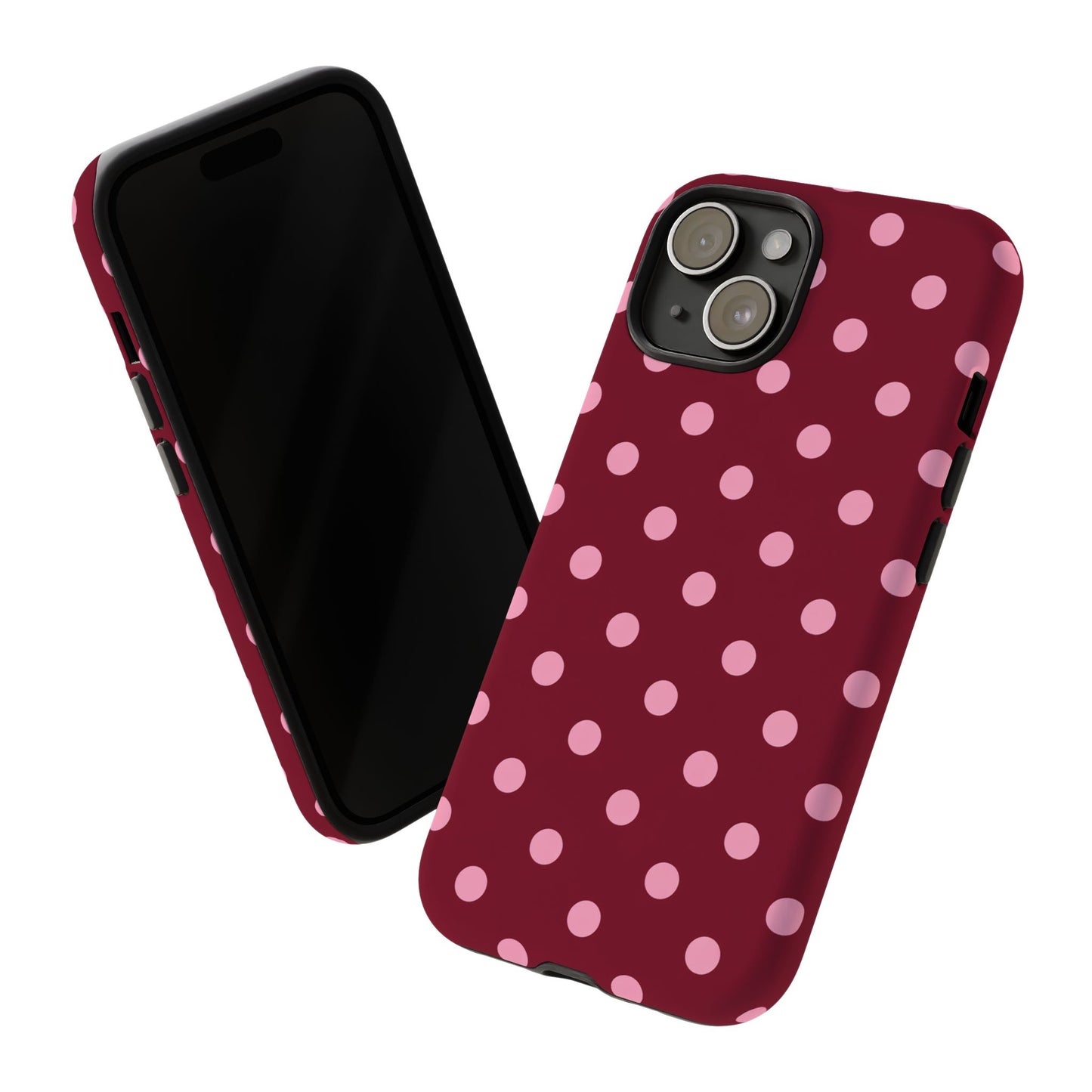 Pink Polka Dot Phone Case – Cute Aesthetic Tough Protective Phone Cover for Iphone, Samsung Galaxy and Pixel