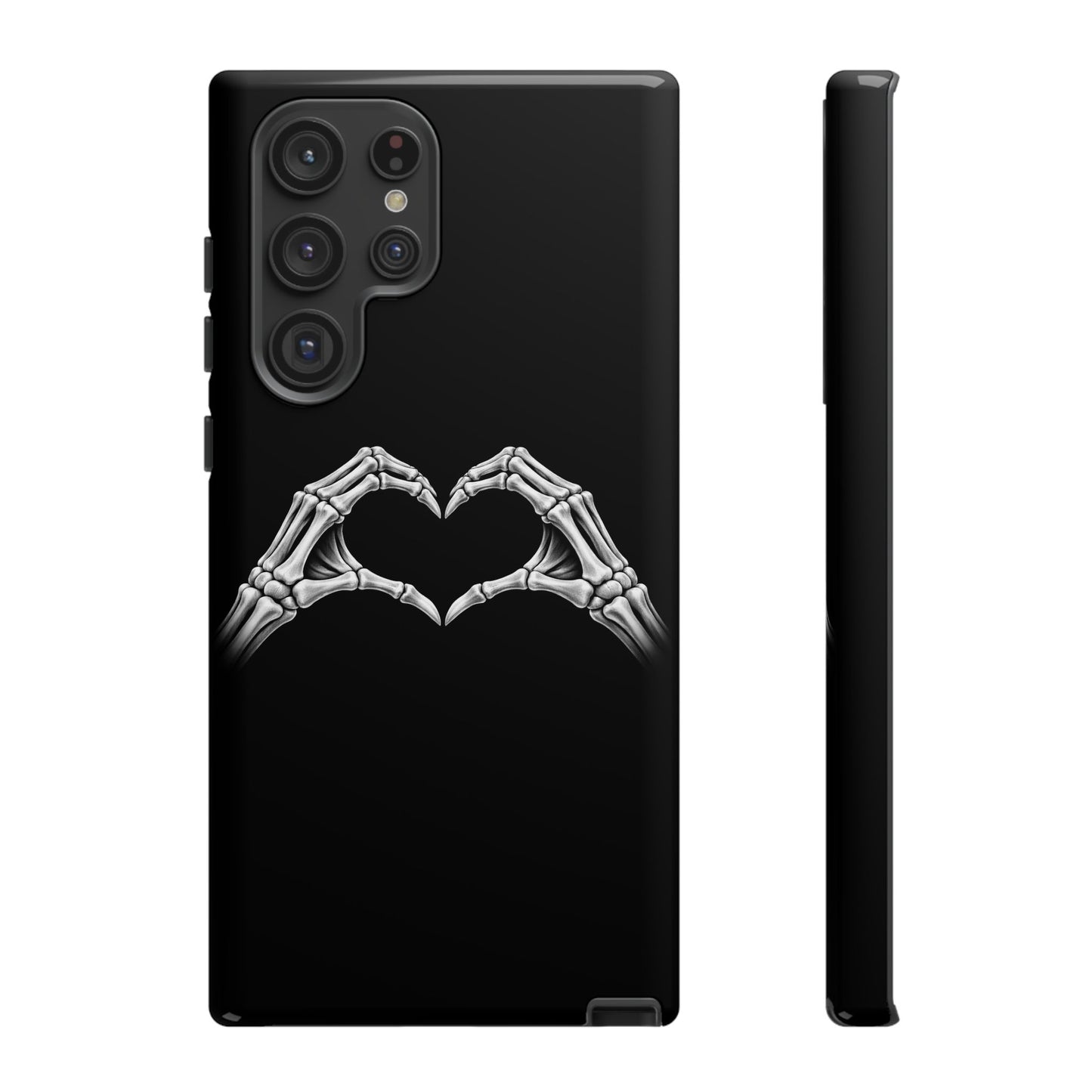 Skeleton Hands Heart Phone Case | Gothic Black Protective Cover