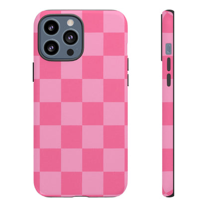 Pink Checkerboard Phone Case | Cute Aesthetic Checkered iPhone & Samsung Tough Case