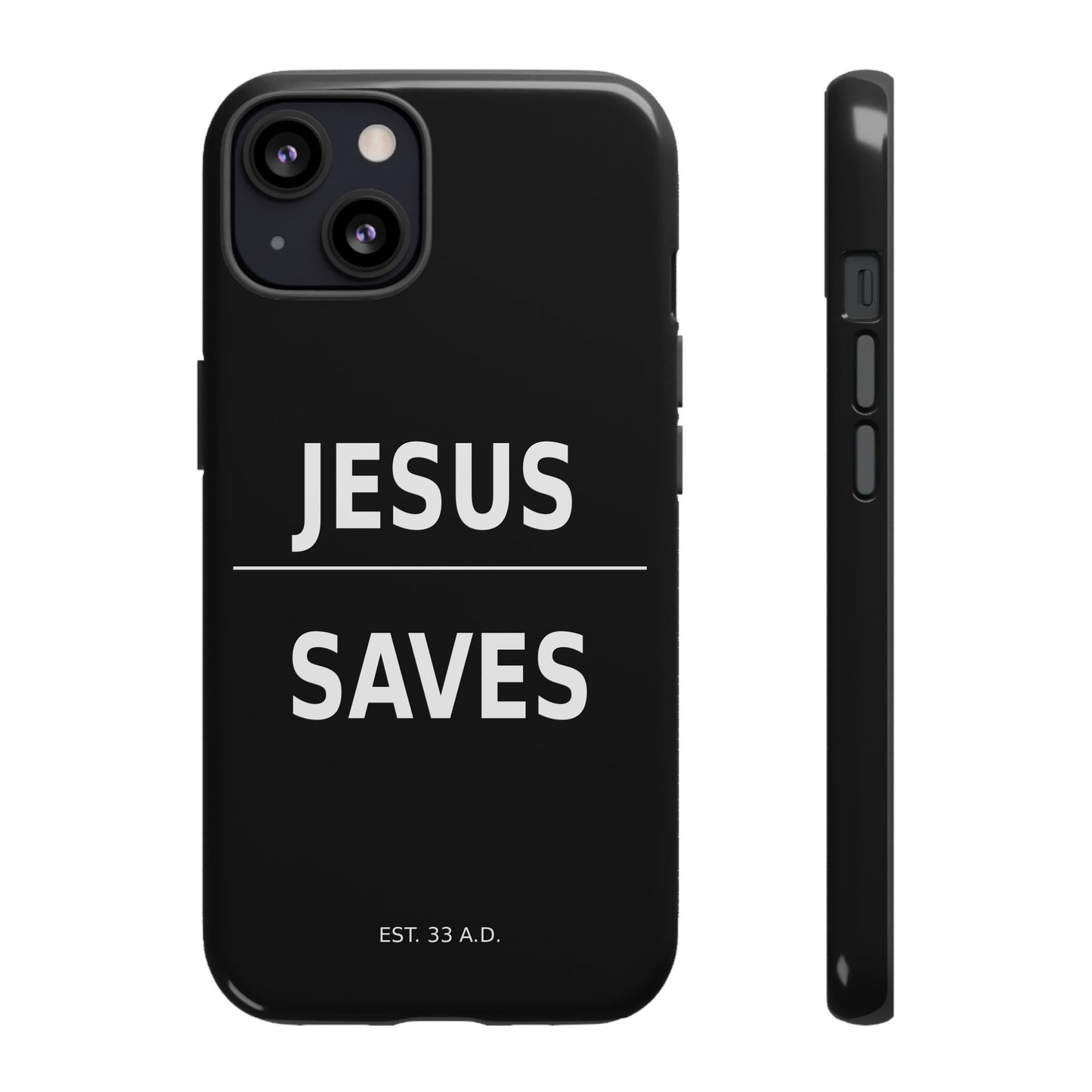 Jesus Saves Phone Case Christian Religious Minimalist Black Tough Cover