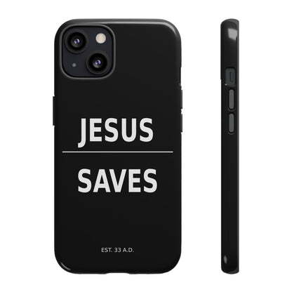 Jesus Saves Phone Case Christian Religious Minimalist Black Tough Cover