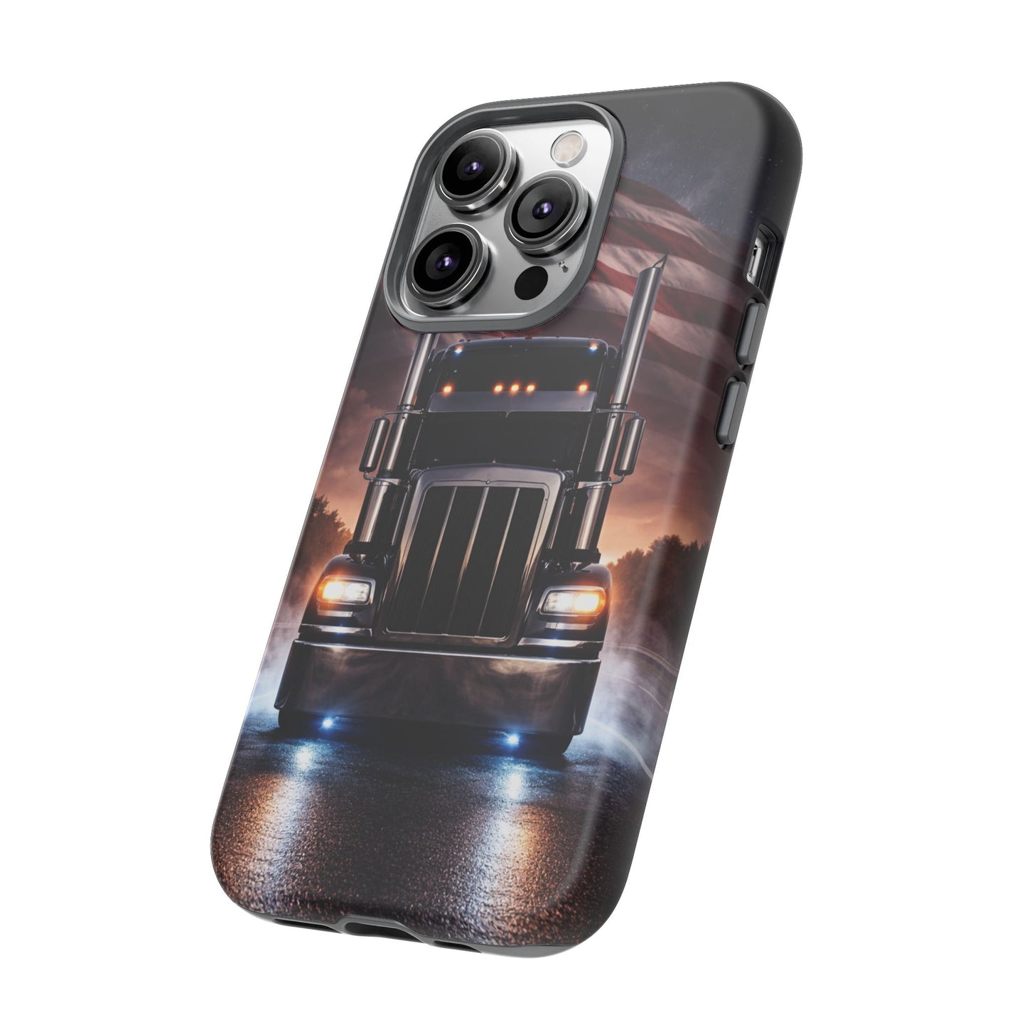 Semi Truck Phone Case American Flag Big Rig Trucker Gift iPhone Samsung