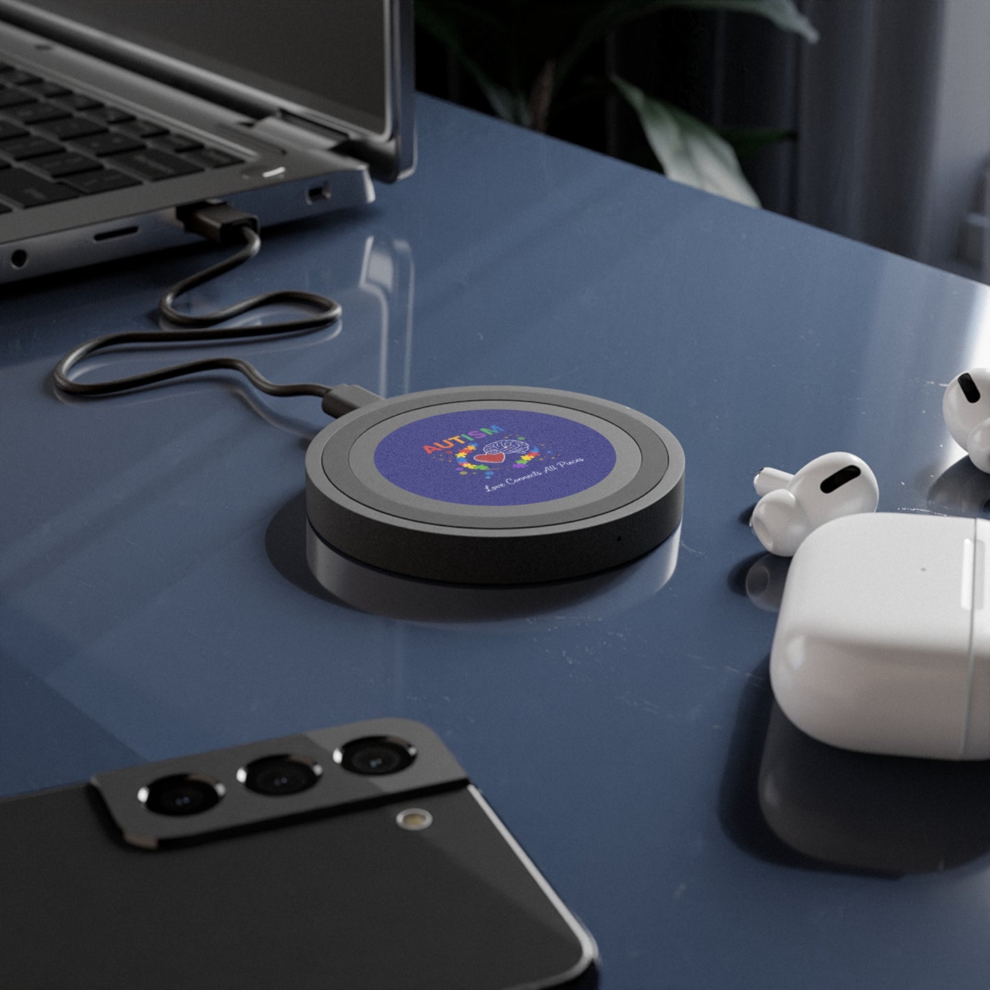 Autism Puzzle Heart brain design Wireless Charging Pad