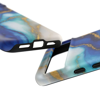 Blue & Gold Marble Phone Case – Luxury Resin Art Tough Case (iPhone, Samsung, Pixel)
